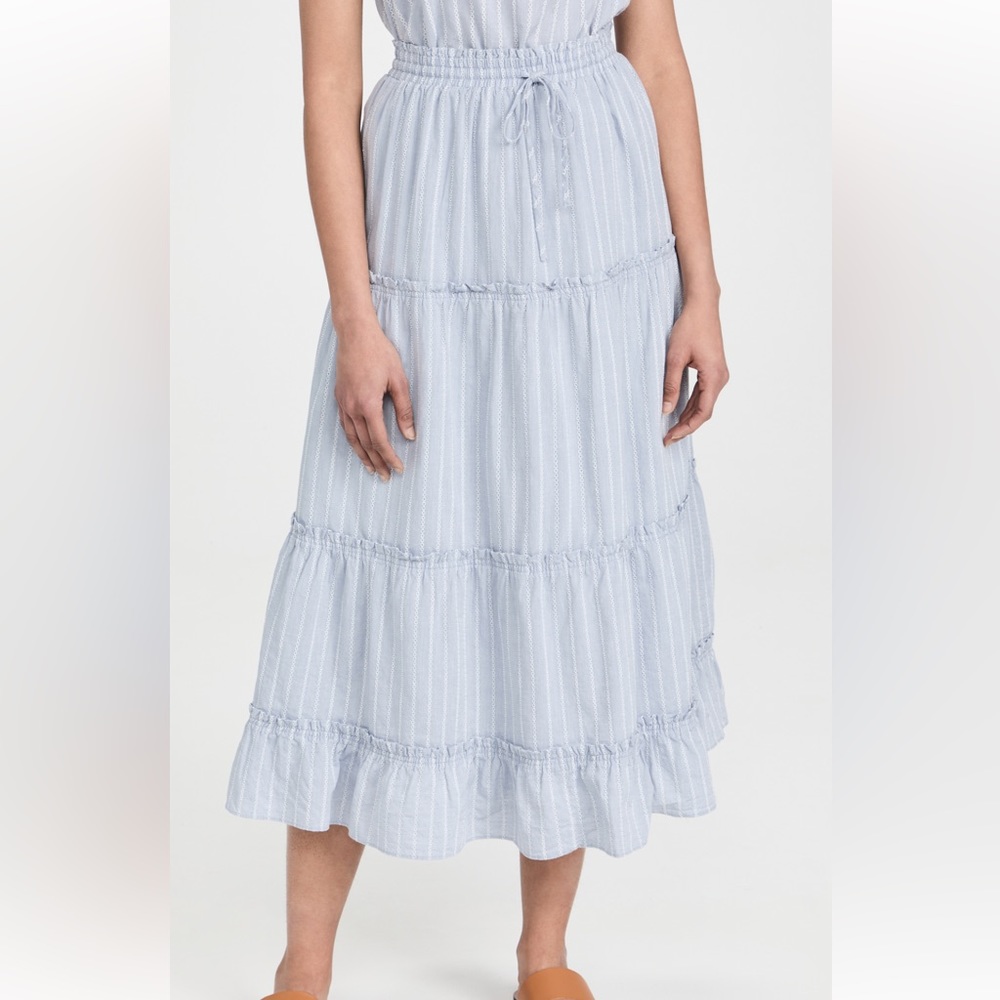 Brand new condition!! Striped ruffle tiered maxi skirt high waisted a-line cut